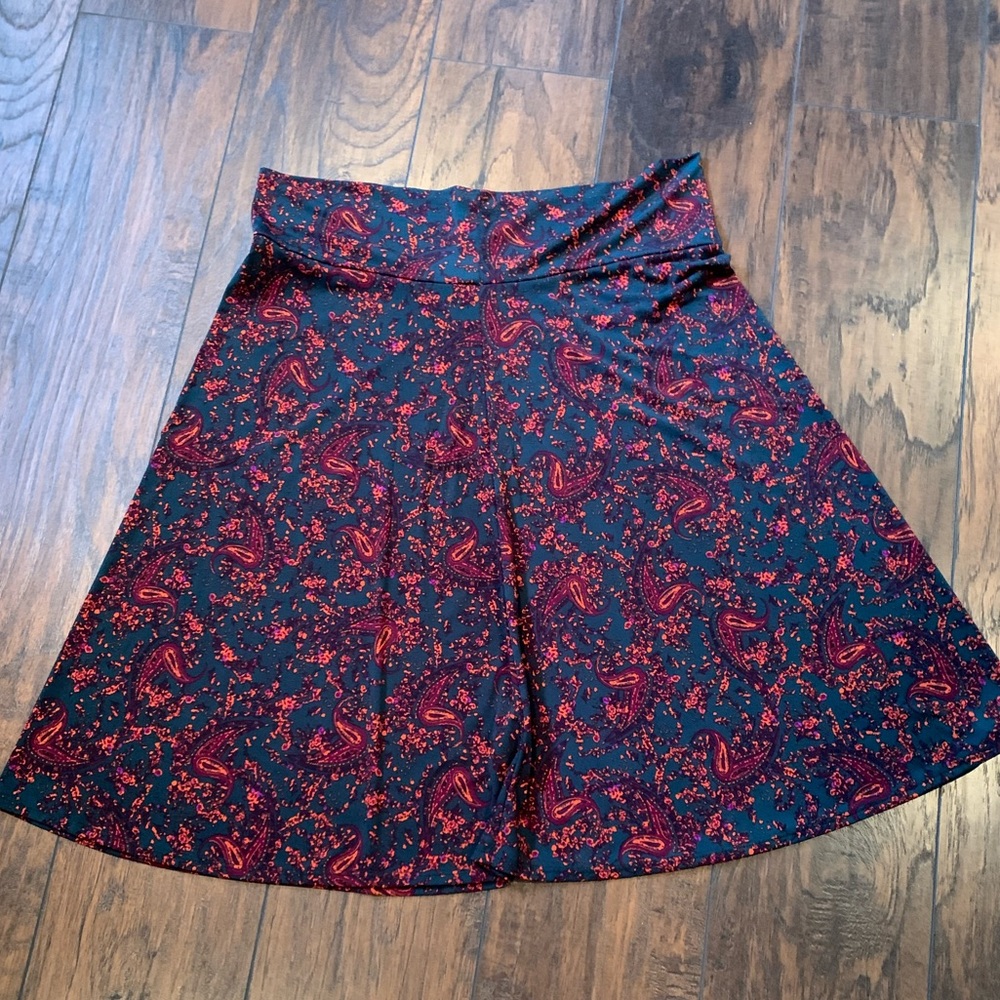 Floral Lularoe Azure in green orange and purple.
